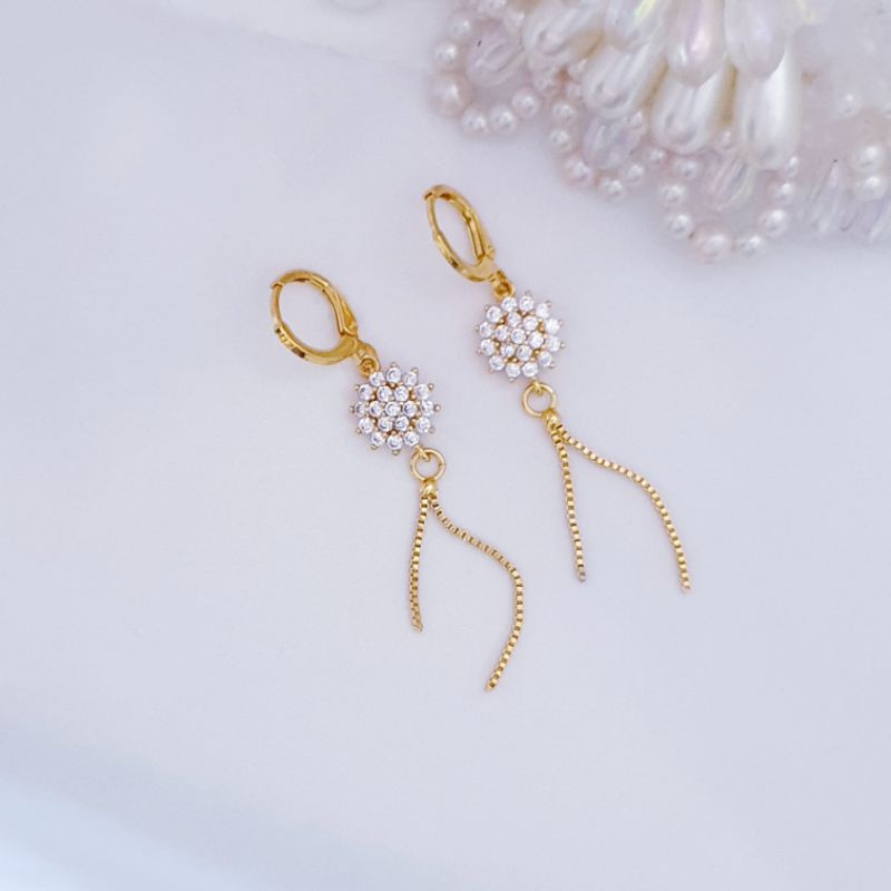 Anting fashion italy zirconia stone gold colour