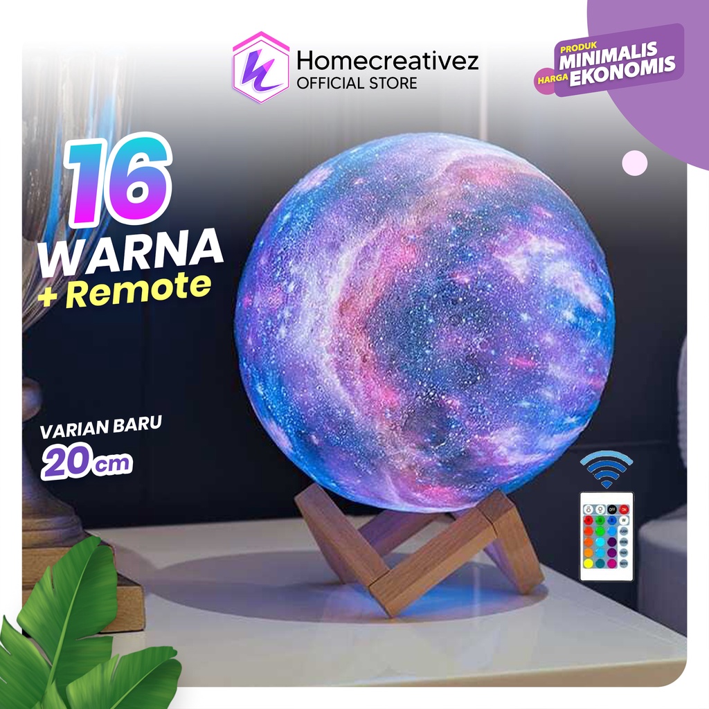 Homecreativez Lampu Bulan 3D Aesthetic Lampu Tidur Kamar 3D Lampu Bulan Moon Light