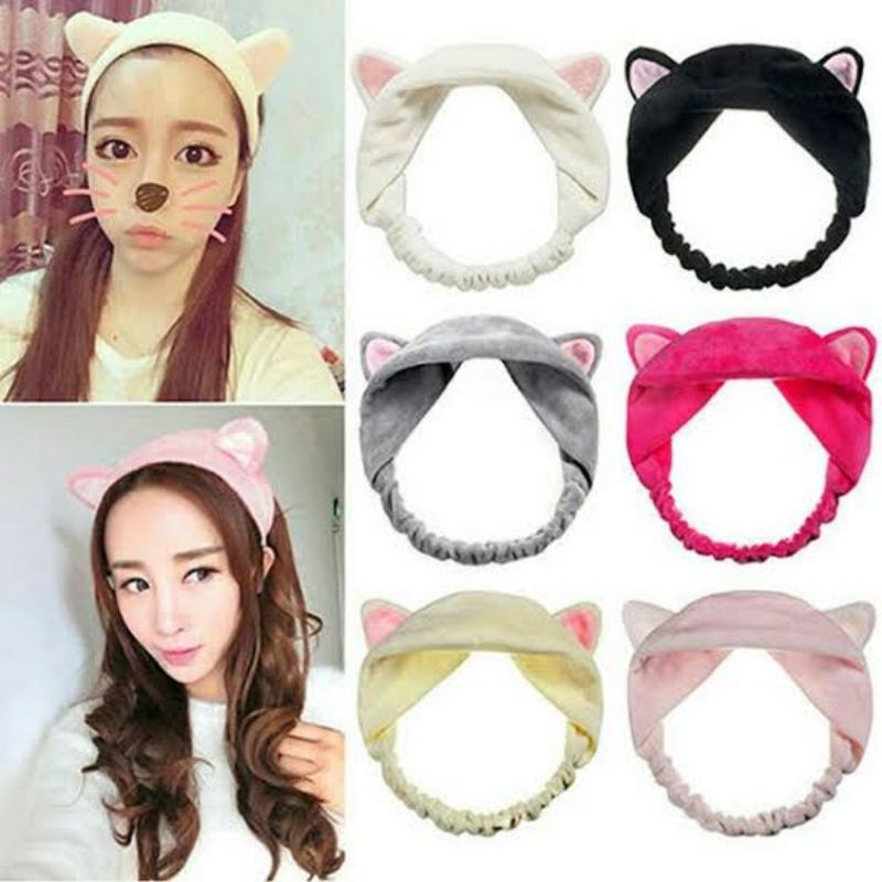 BANDO TELINGA KUCING BANDANA RAMBUT KOREA HEAD BAND UNTUK CUCI MUKA MAKEUP FASHION