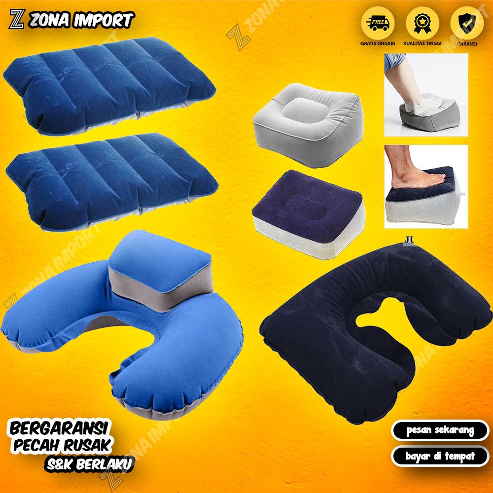 Bantal Mobil Portable Anti Pegal Set Mobil Bantal Treveling Foot Rest Backpacker