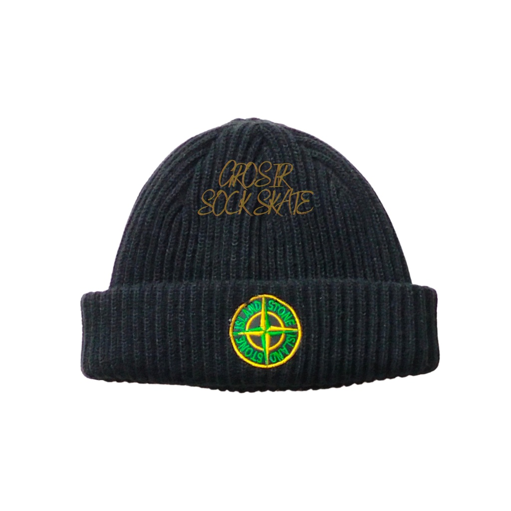 SHORT BEANIE HAT PREMIUM DISTRO KUPLUK STONE ISLAND HITAM