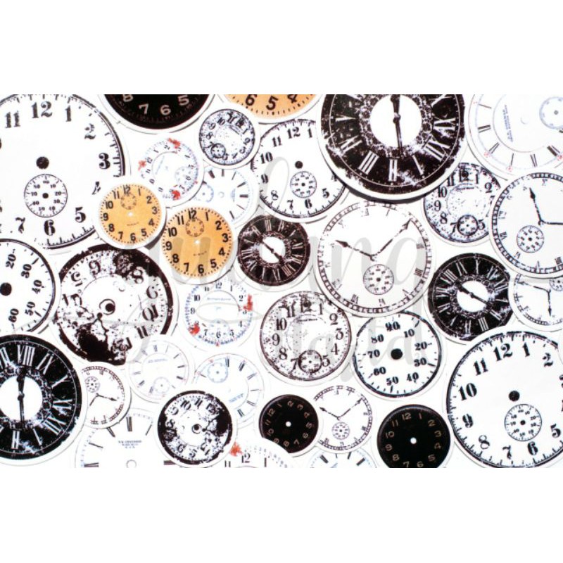 Stiker Vintage Clock Sticker Jam Kuno Unik DIY Scrapbook GH 303496