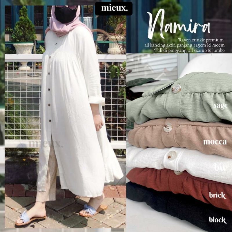 Atasan wanita Namira Long tunik rayon crinkle premiun