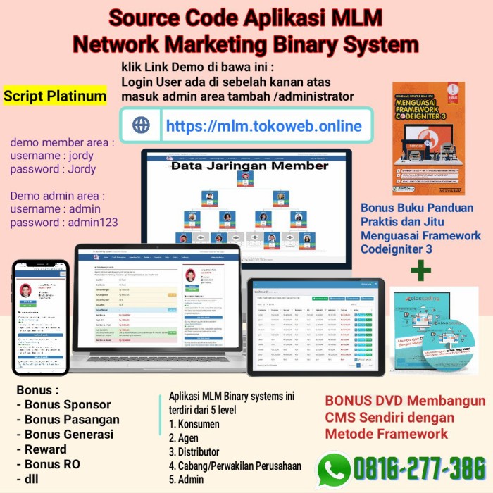 ✔TERKENAL Source Code Aplikasi MLM - Network Marketing Binary Systems