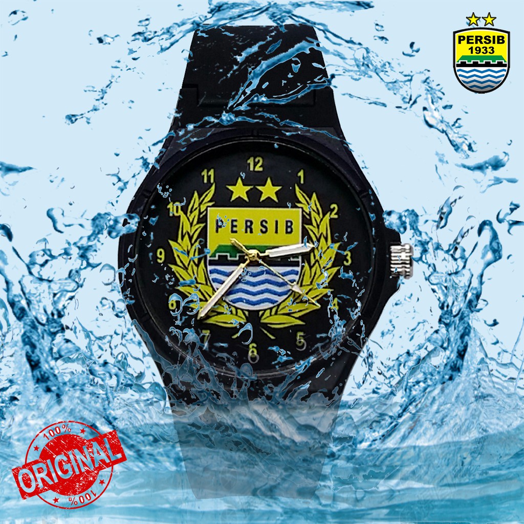 { BEST QUALITY } JAM TANGAN PERSIB ANTI AIR MOTIF PERSIB SAYAP HITAM