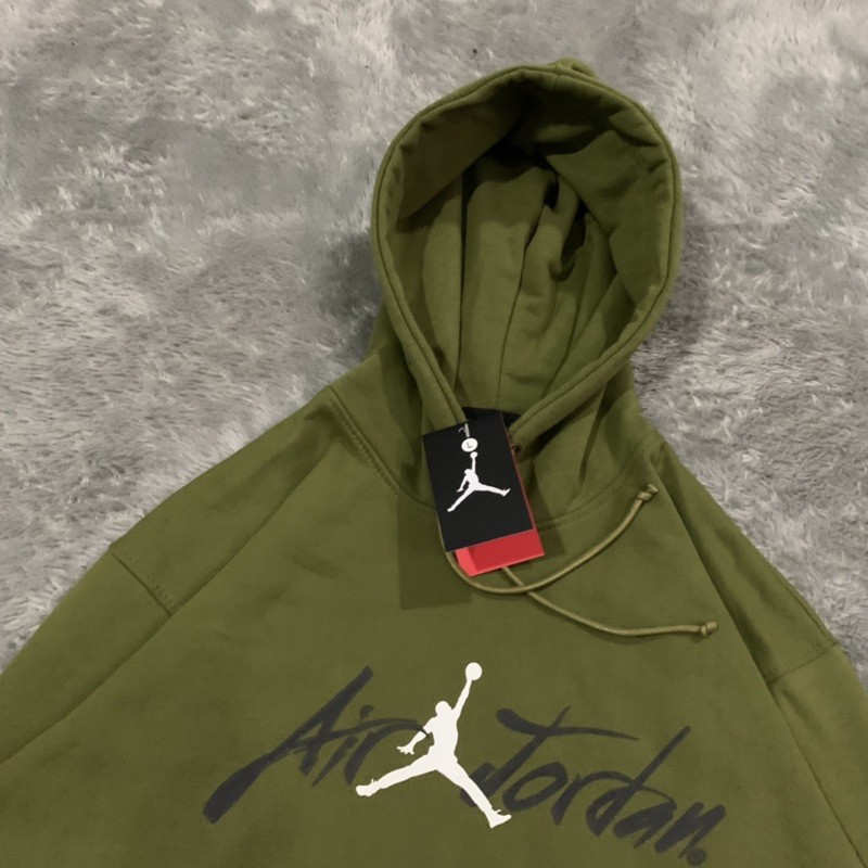 Sweater Hoodie Air Jordan Stroke Army Green Fulltag &amp; Lebel