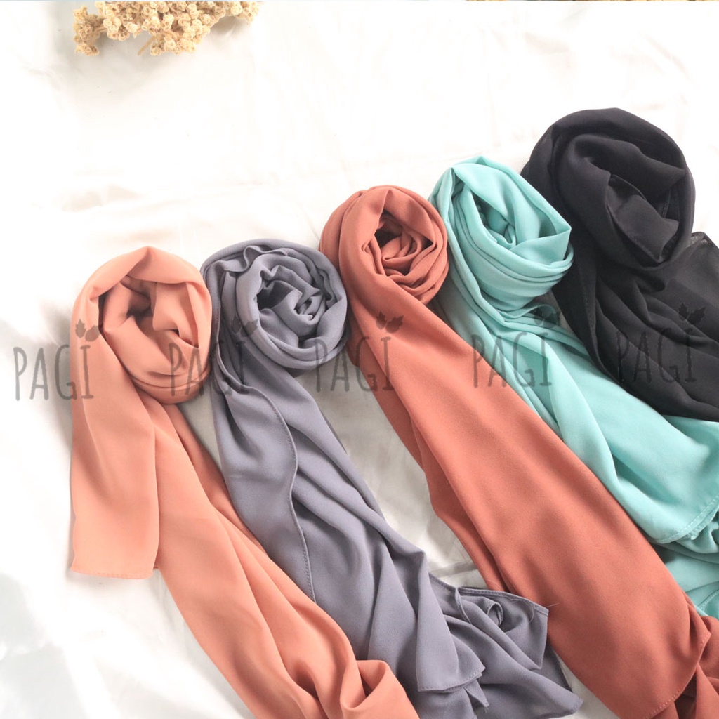 Pashmina Polos Ceruty / Babydoll / 75cm x 180cm / Hijab Panjang