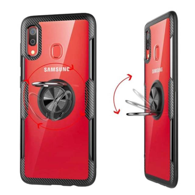 Casing Samsung A20 - Fuze Carbon Stand Holder Ring Casing Samsung A20 SC