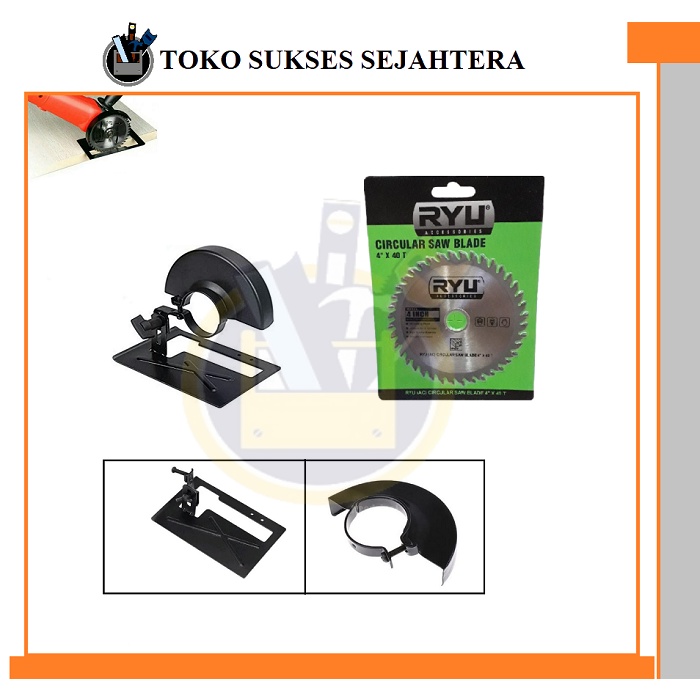 PAKET Stand Holder Dudukan Gerinda + Cover PLUS Circular Saw Blade Mata Circle RYU Mata Gergaji Kayu