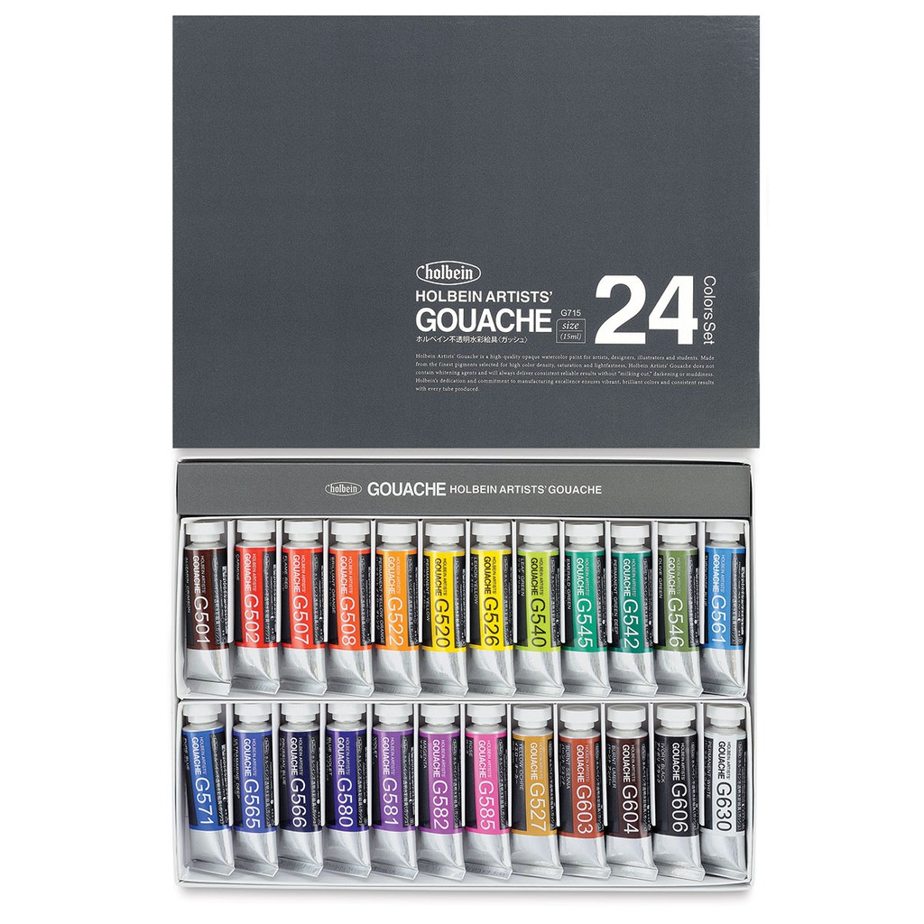 Holbein Artists' Gouache Set - Set of 24, 15 ml tubes