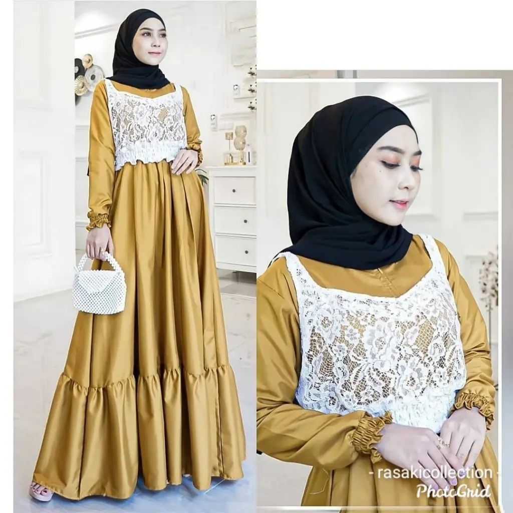 JUWITA SET MAXI IK KAIN ITY CRAPE MIX BRUKAT CORNELI ZIPPER DEPAN / BUSUI Longdress  BAJU GAMIS WANITA TERBARU KEKINIAN SIMPLE DAN ELAGAN BAJU DRES 2022