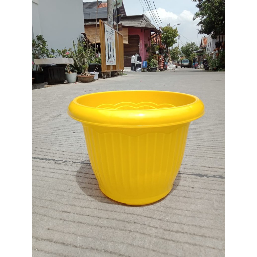 Paket 3pcs Pot Bunga Belimbing Putih Kuning Ungu Biru  Ukuran 35 - Tebal Bagus Pot Blimbing Tanaman