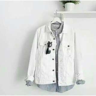 75 Model Jaket Jeans Warna Putih Gratis Terbaru