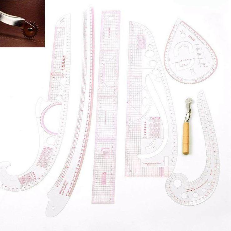

Kodef4F9r--7PCS/SET tailor ruler Clear measuring kit sewing drawing Yardstick ruler sleeve French arm curve set Paddle Whee ruler set