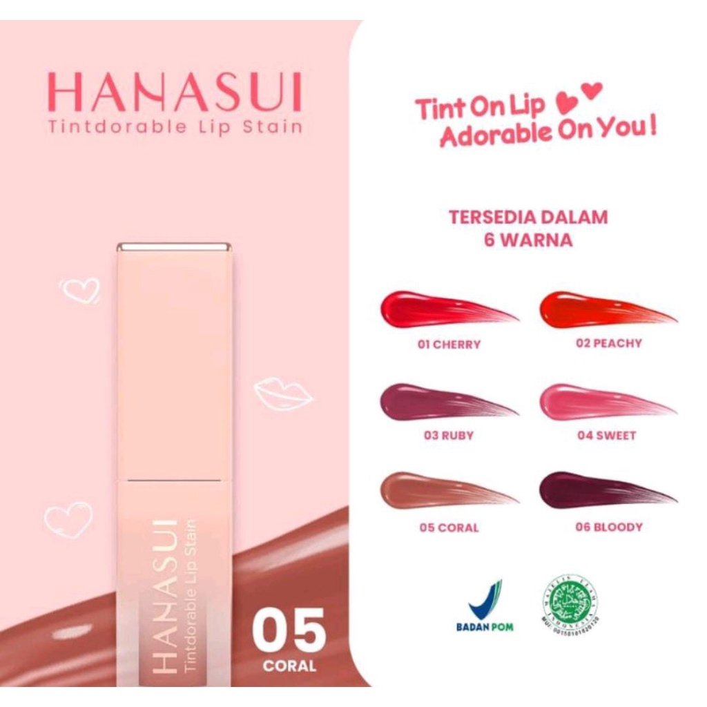 Hanasui Tintdorable Lip Stain - Lip Tint (CORAL)