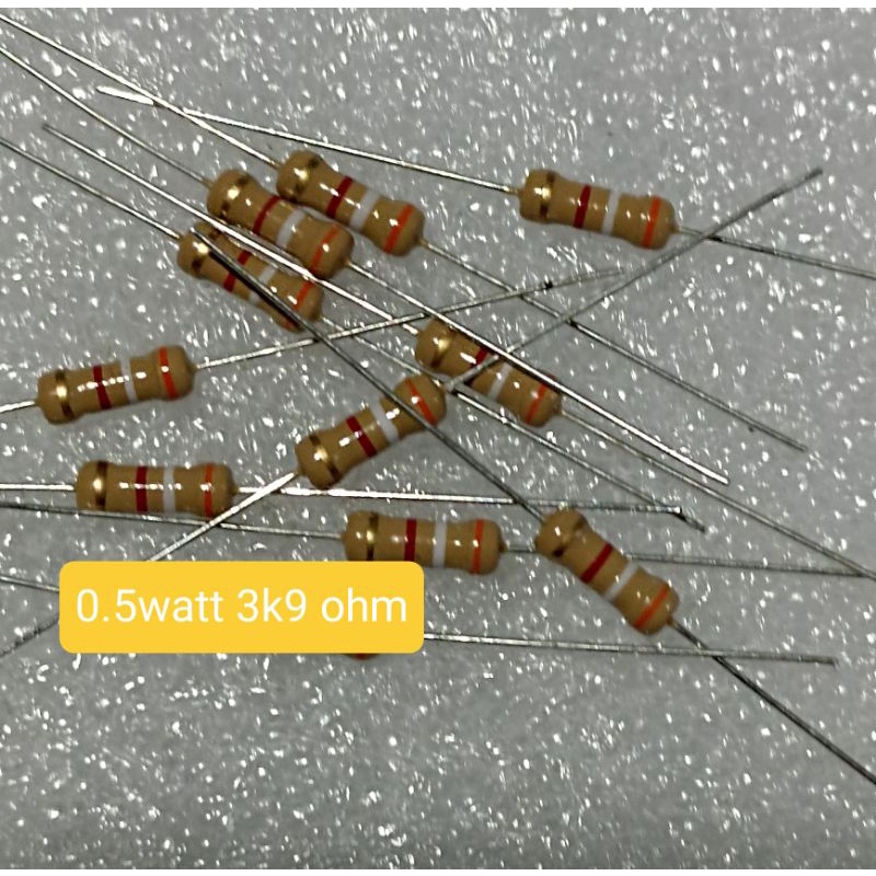 10BUAH RESISTOR 0.5 WATT 3K9 ohm 1/2 watt 3k9ohm setengah watt