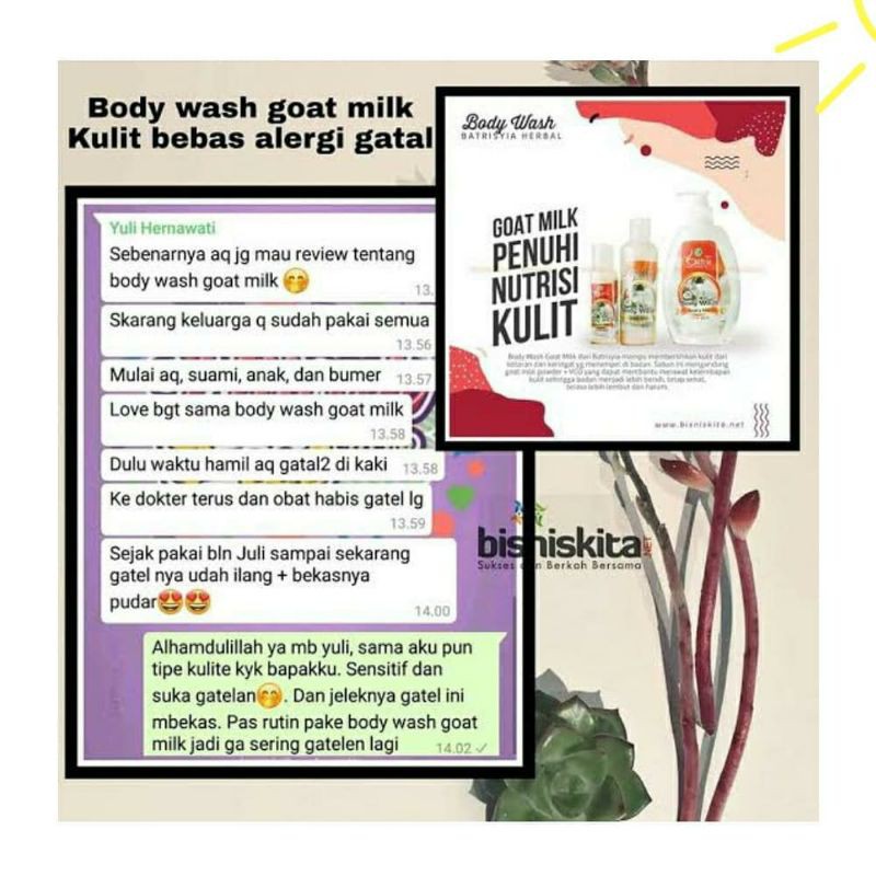 BODY WASH S GOAT MILK BATRISYIA TERBAIK /MENCERAHKAN/MELEMBABKAN