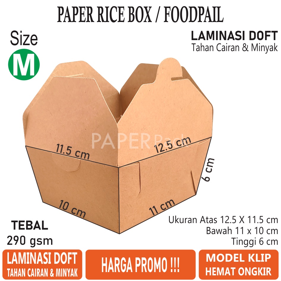 Jual Food Pail M Paper Rice Box Sedang Ricebowl Dus Makanan Dus Nasi