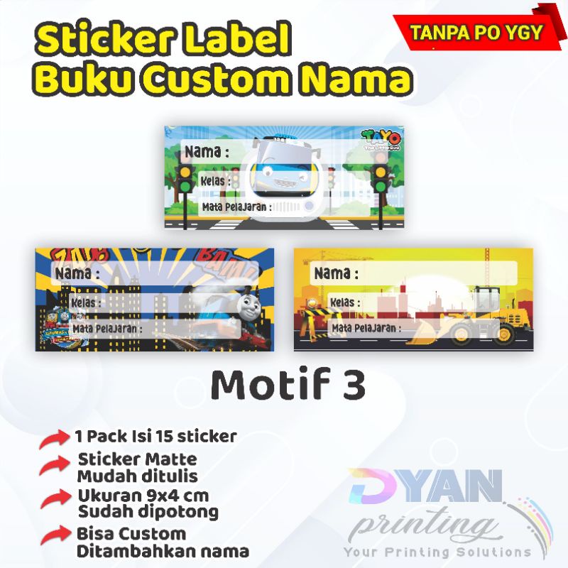 15 PCS STICKER LABEL BUKU CUSTOM NAMA