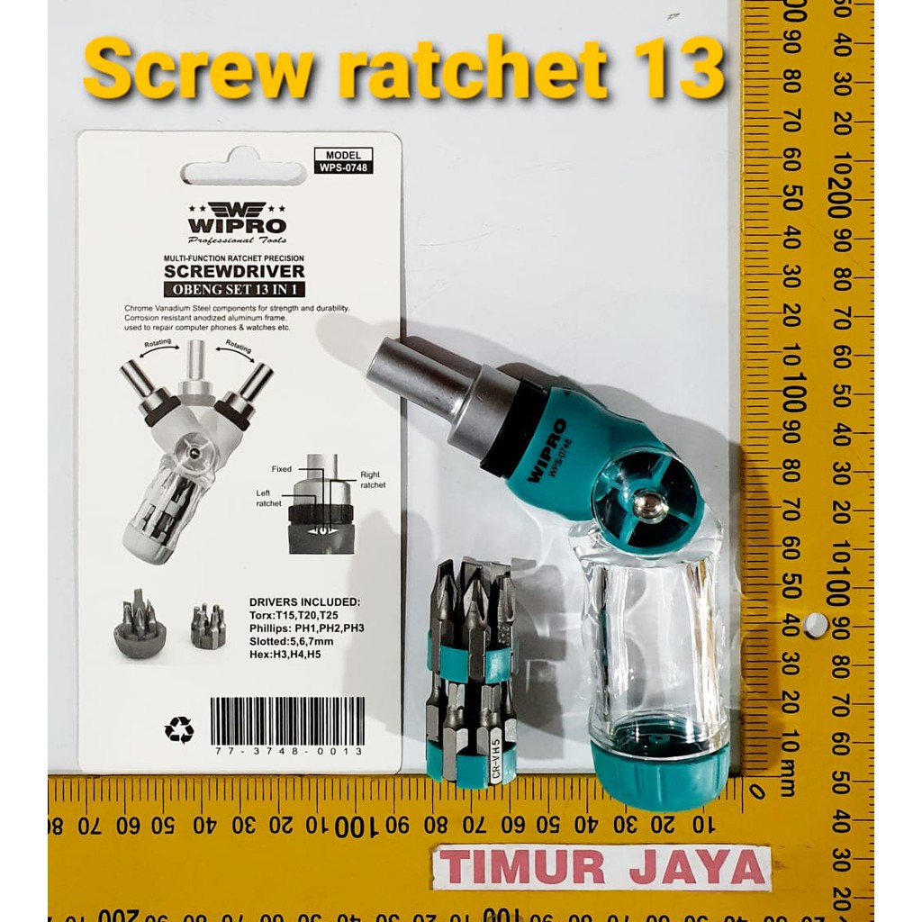 Obeng Ratchet Set 13 in 1 WIPRO WPS-0748 Ratchet Screwdriver