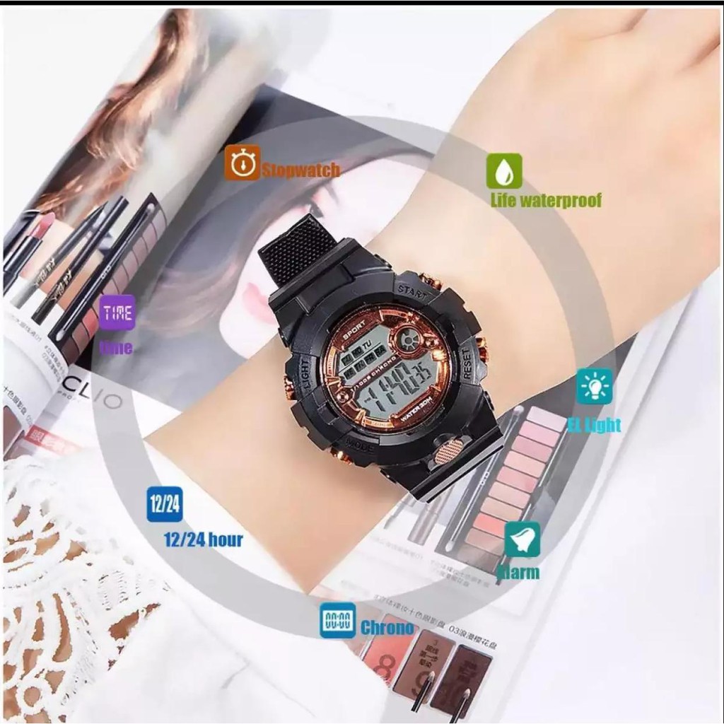 JAM TANGAN PRIA WANITA DIGITAL RUBBER SPORT BULAT LED GROSIR MURAH COUPLE ANAK REMAJA IMPORT GK028 / C4/C5-4