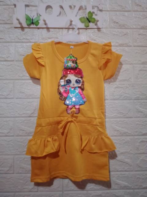 BAJU SETELAN DRESS TUNIK OVERALL + INNER 3-6 TAHUN