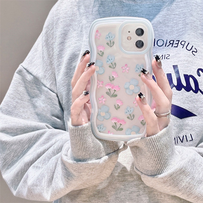 Soft Case Silikon TPU Transparan Motif Bunga Untuk iPhone 13 12 11 Pro Max X Xr Xs Max SE 8 7 6 6s Plus