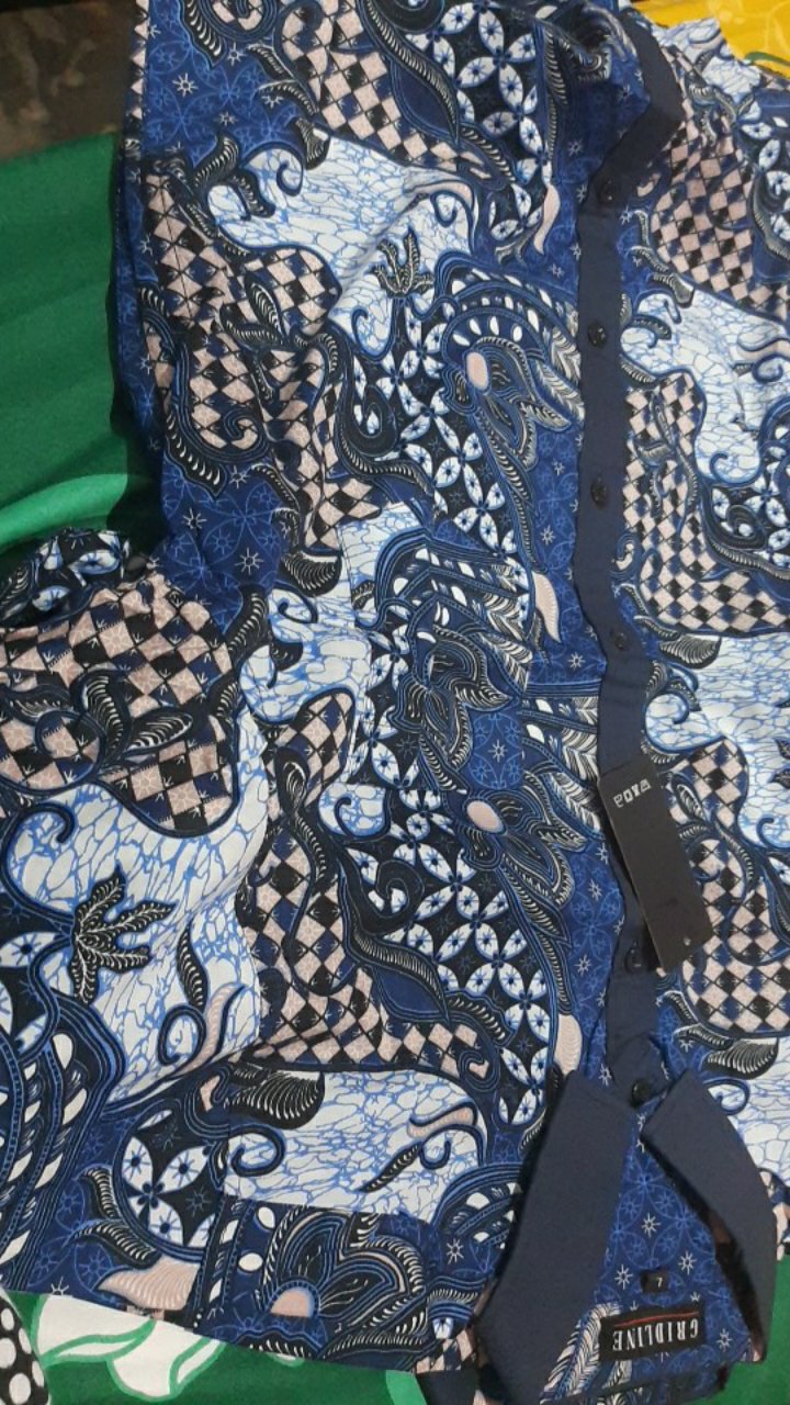 [gridline - R026] Kemeja Batik Pria Katun Lengan Pendek Regular Batik