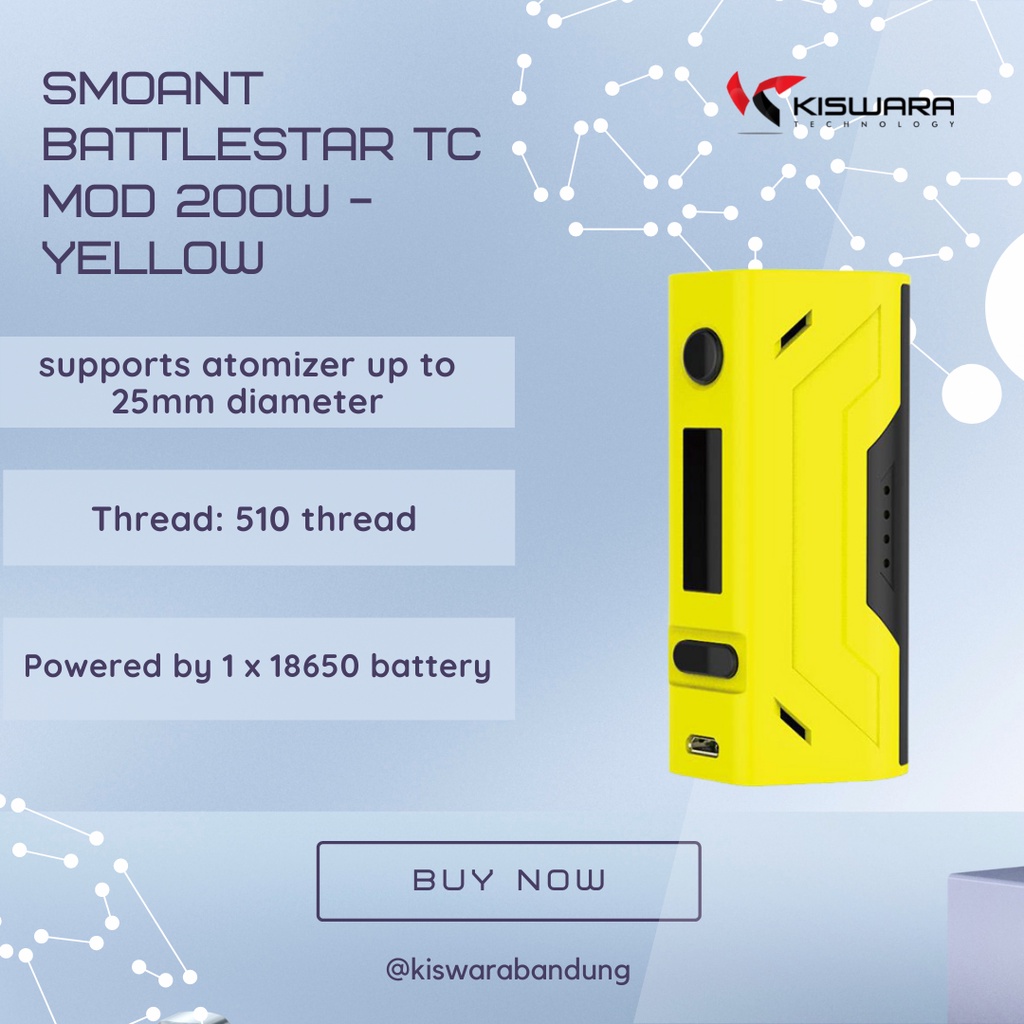 Smoant Battlestar TC Mod 200W - YELLOW [Authentic] KiswaraBandung