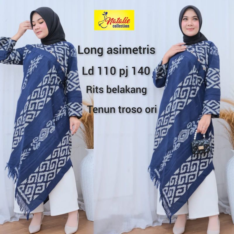 long asimetris by Natalie || tunik batik tenun troso ORI LD110