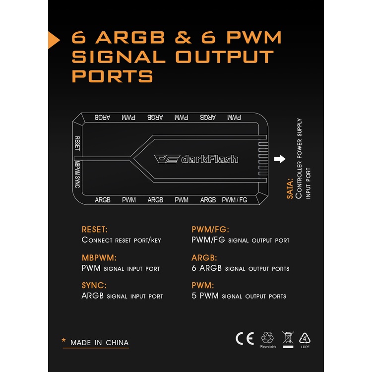 DarkFlash RC2 PWM Controller Fan Case - 6 ARGB Signal Sync Aigo