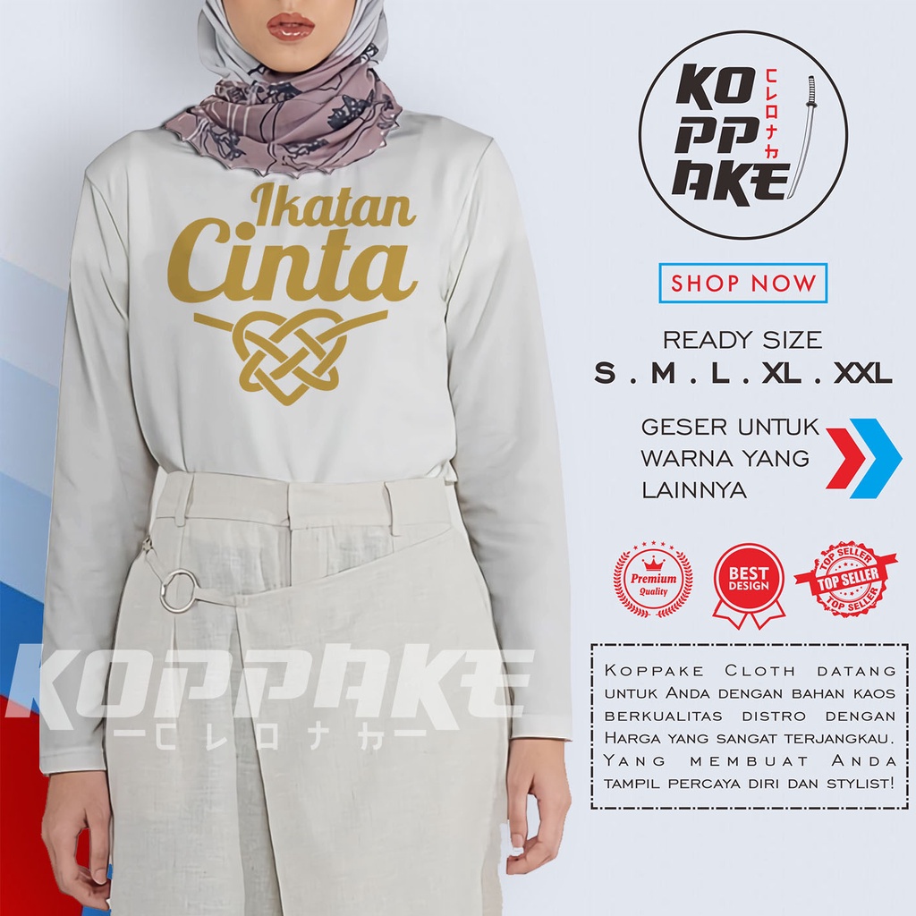 Kaos Cewek Ikatan Cinta Logo Wanita Hijab Lengan Panjang Baju Distro