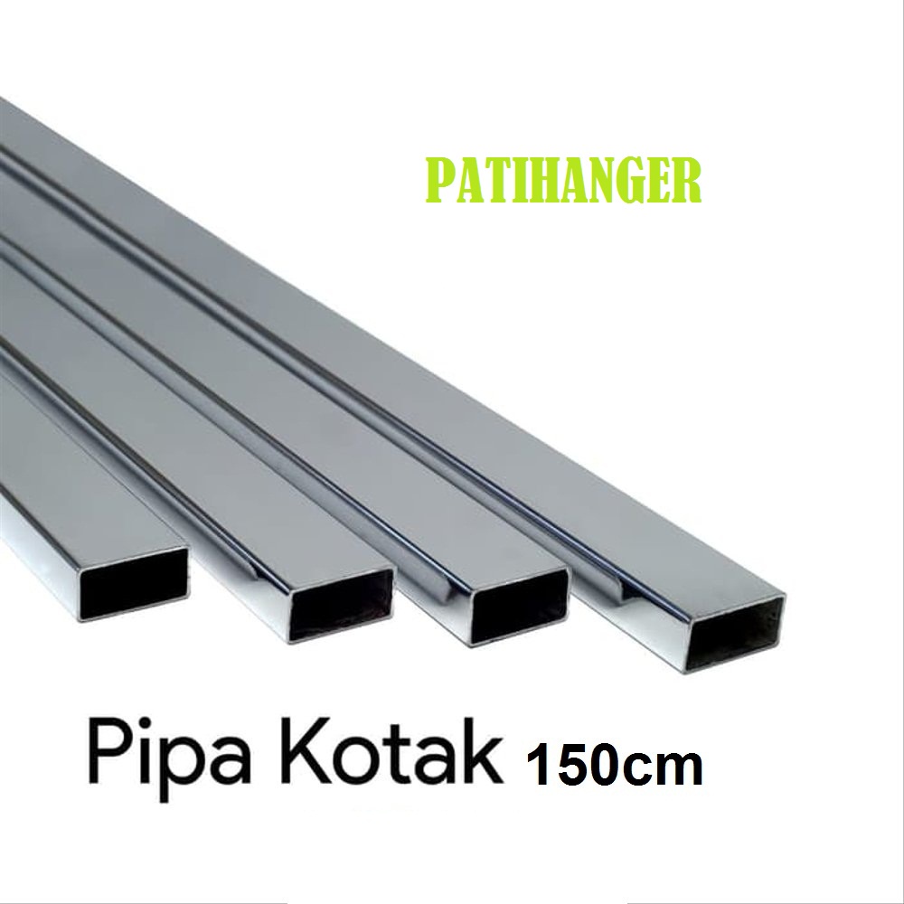 PIPA KOTAK Ukuran 150cm Chrome l Gantungan Baju Display