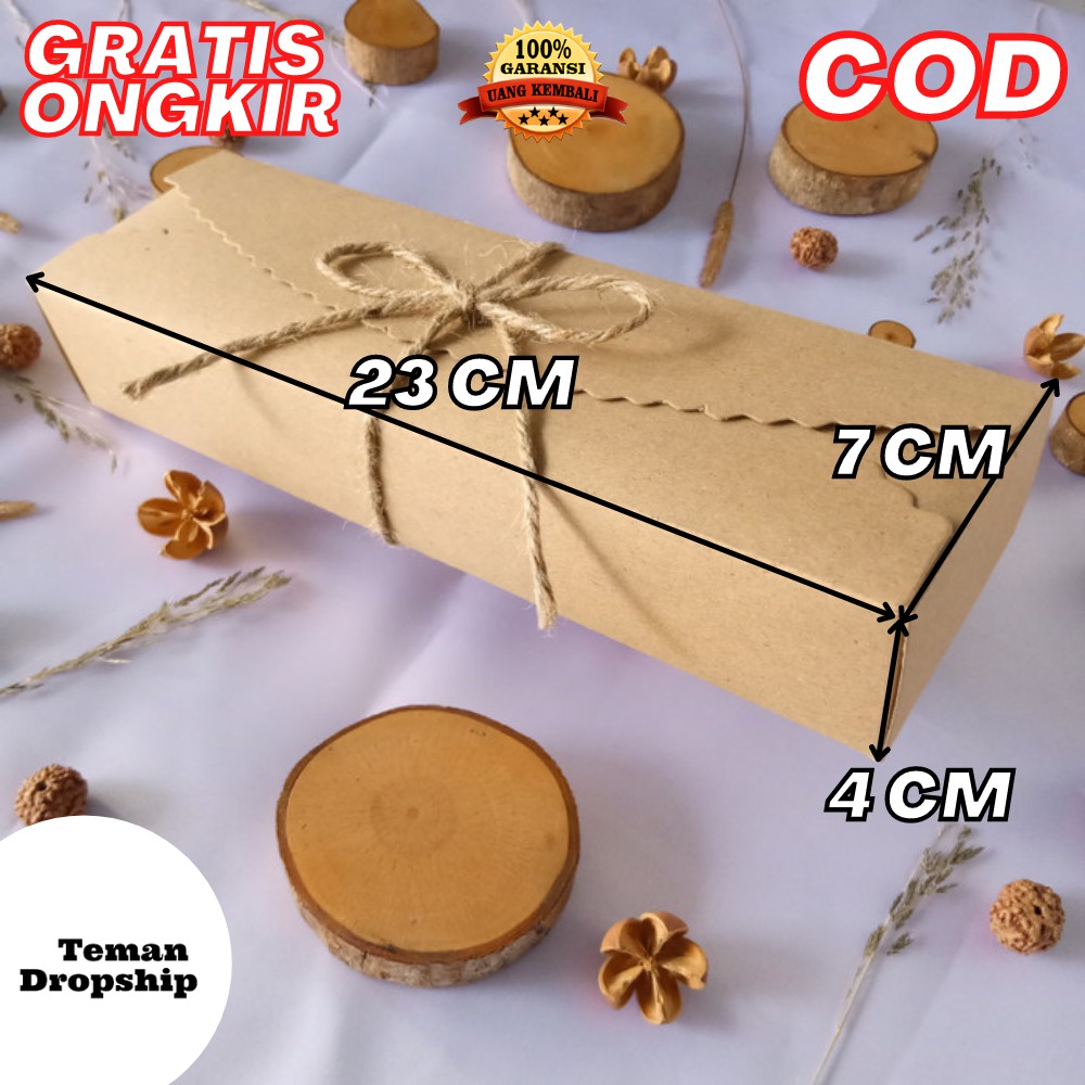 

KARDUS HAMPERS BOX KADO PERSEGI PANJANG BROWN KRAFT 280 GR UKURAN 23 X 7 X 4 CM TALI