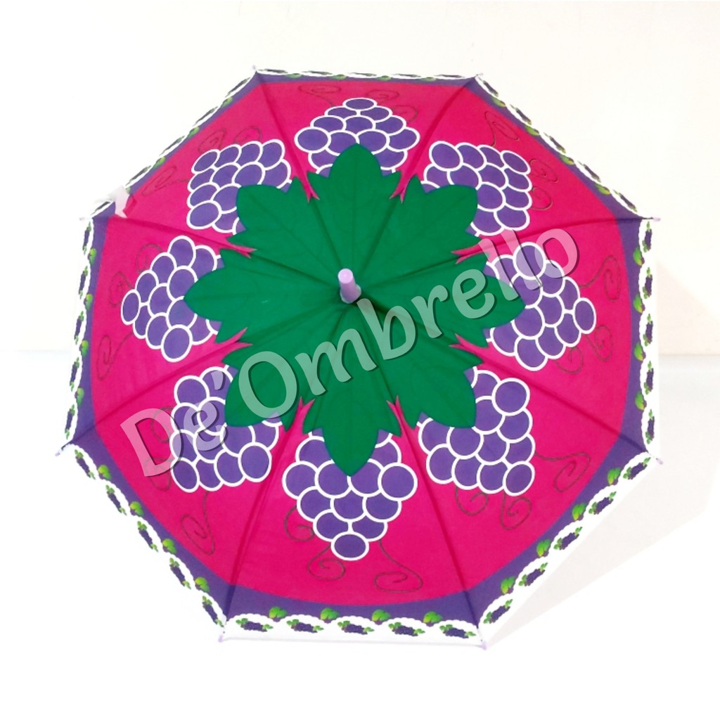 (005AA-1)Payung Tongkat PVC Motif Buah-buahan -1