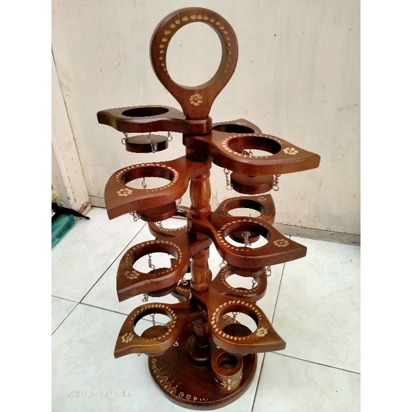 Rak/Tempat air mineral/aqua gelas bahan kayu jati model pohon
