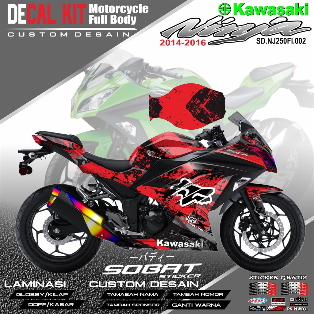 Decal NINJA 250FI - Dekal Stiker Striping Fullbody Fullblock List KAWASAKI NINJA 250FI 2014/2016 Cus