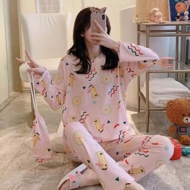 Fani Piyama Set Impor - Baju Tidur Setelan kaos