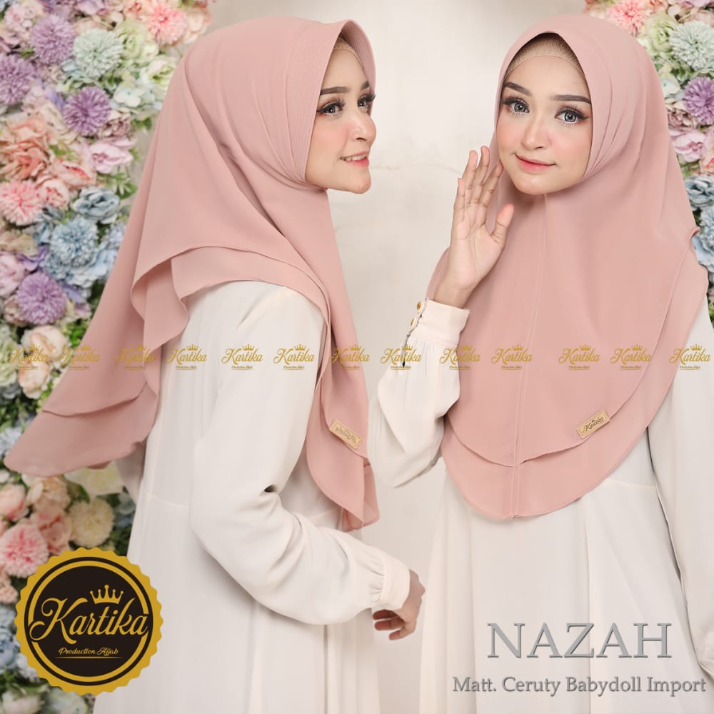 Hijab instan Nazah Ceruty 2 Layer Polos By Kartika