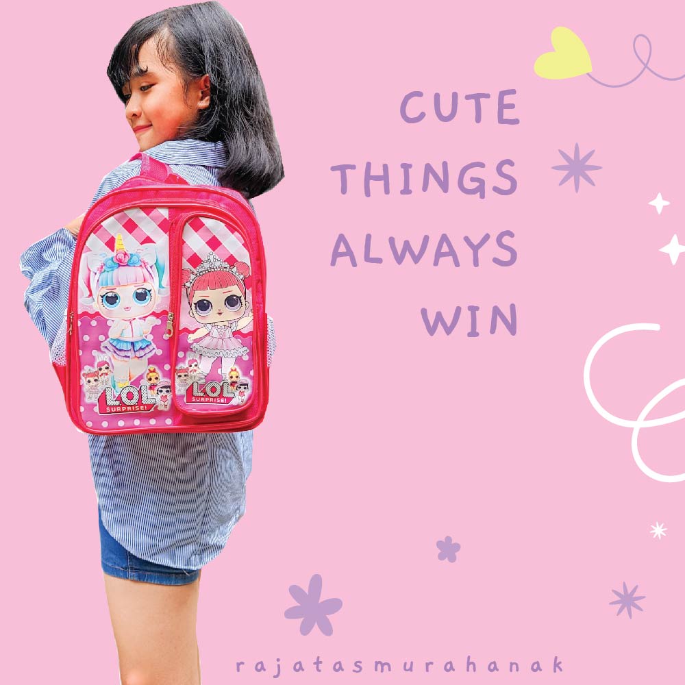 Tas Ransel Anak Perempuan Karakter - Dynamic Two.RTM - PINK + BOTOL