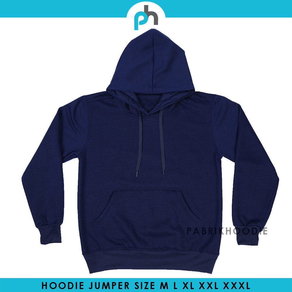 PABRIKHOODIE - HOODIE JUMPER BIRU NAVY (POLOS) {PRIA &amp; WANITA} M-XXXL