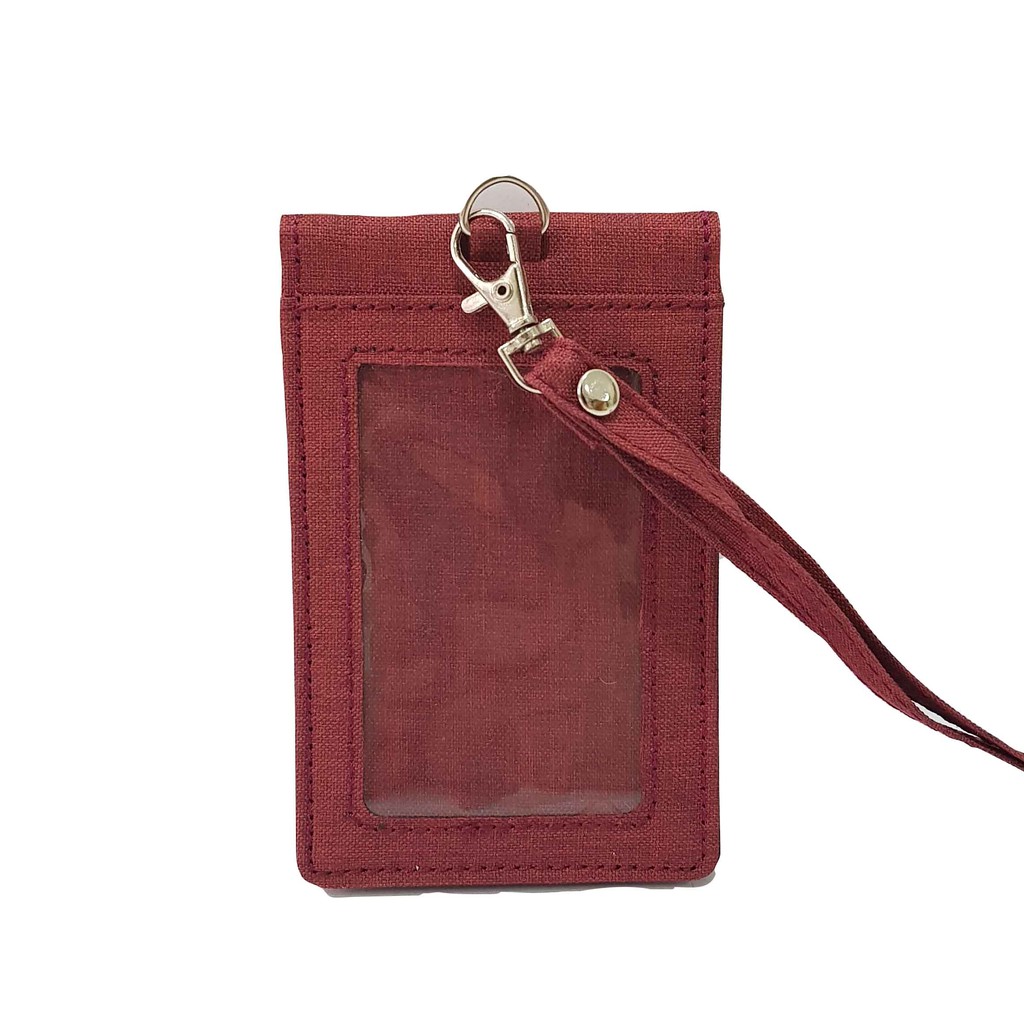 

Lanyard Kanvas Dompet Kancing ID Card Holder Kanvas Name Tag Kanvas Kain Kanvas Tebal Merah Maroon