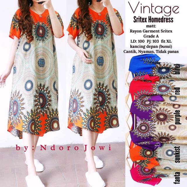 VINTAGE SRITEX HOME DRESS | BAJU TIDUR DASTER ADEM BY NDORO JOWI