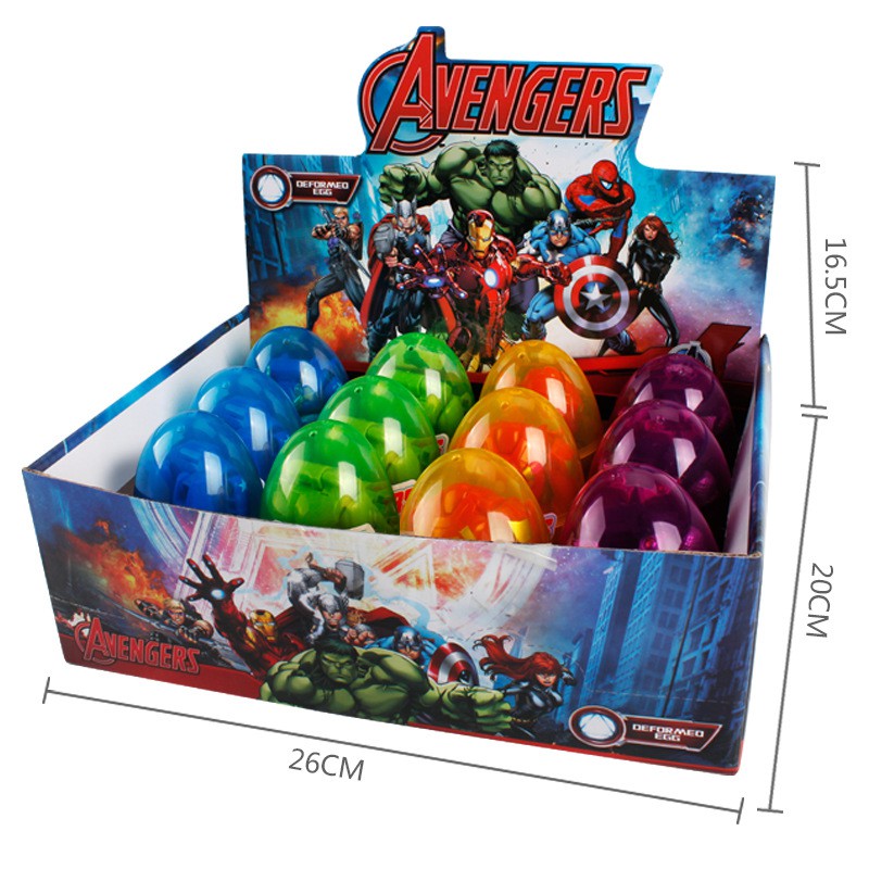 1pc Mainan Telur Deformation Marvel Iron Man Thor Hulk Captain America Avengers