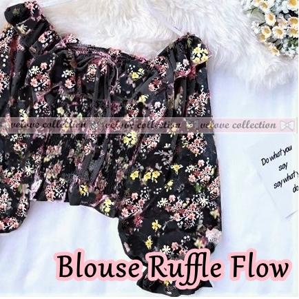 ♖ KALANTHA FASHION Polky Flow Top Atasan Wanita Motif Bunga Super Cantik Blouse Ceruti Terbaru ☚