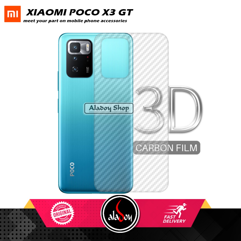 PAKET 3 IN 1 Tempered Glass Layar Xiaomi Poco X3 GT Free Tempered Glass Camera dan Skin Carbon