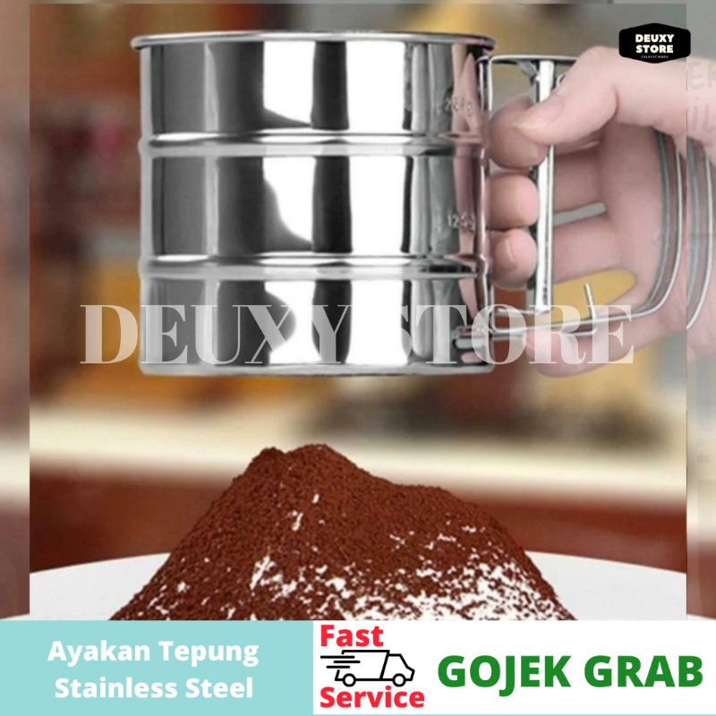

Tempat Ayakan Tepung Flour Sifter/ Wadah Ayakan Tepung Stainless Steel