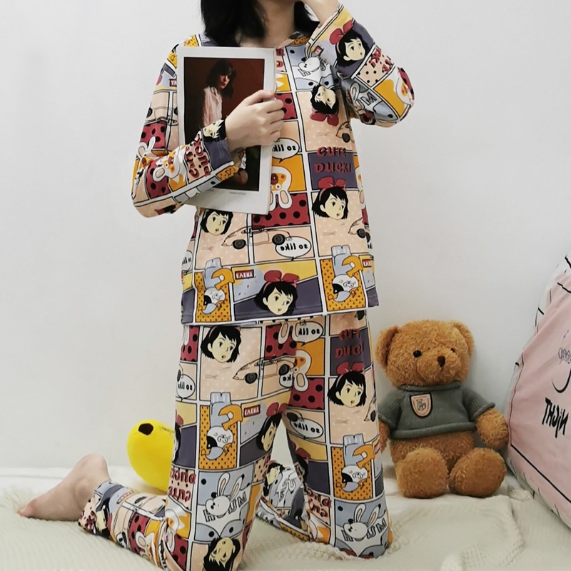 Smile Baju Tidur Wanita Import Setelan Piyama Lengan Panjang Motif Bahan Lembut Fit to XXL 4005-GIRL