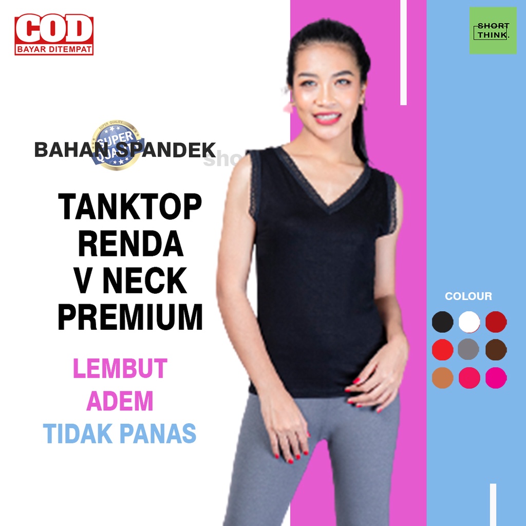TANKTOP WANITA RENDA VNECK TANK TOP WANITA TALI RENDA LEBAR PREMIUM