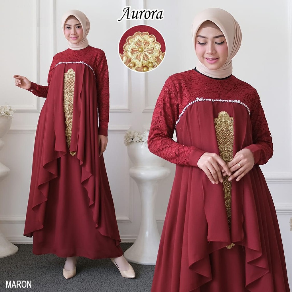 GAMIS PESTA AURORA MUSLIMAH SERAGAM NIKAH GAMIS PREWEDDING